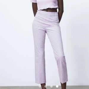 ZARA LILAC GINGHAM TROUSERS